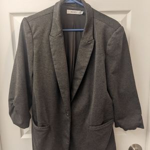 Gray Long Blazer 3/4 Sleeves (ruched)
